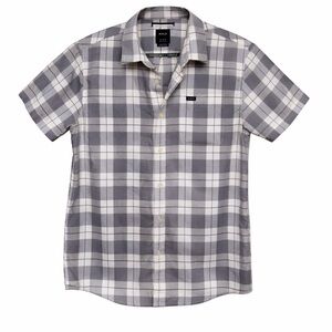 RVCA Gray and White Plaid Short Sleeve Button-Down Shirt